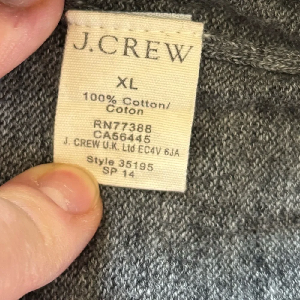 J. Crew Men’s Sweater Rugged Cotton V-Neck Pullover Gray Size XL